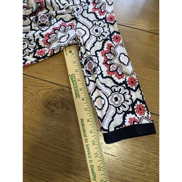 Liz Claiborne Dress Women Size Medium Stretch 3/4 Sleeve Colorful Tie Waist Line - Picture 7 of 12